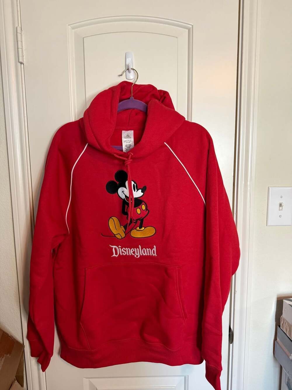 Disneyland Resort Mickey Mouse Red Hoodie Embroidered Mickey And Logo Size Large